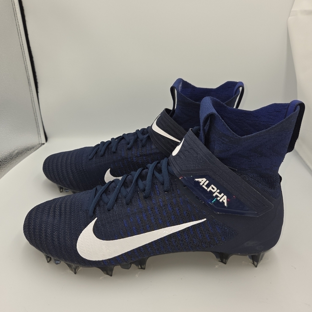 Nike Alpha Menace Elite 2 Flyknit Football CleatsMens 13.5 NWOT Navy BV 2077-401 - Picture 3 of 11